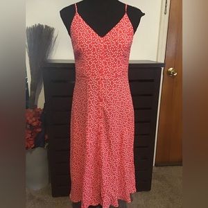 Red polka dot midi dress